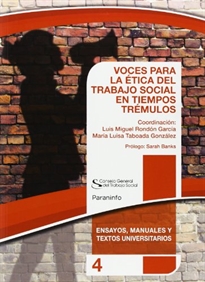 Portada del libro VOCES PARA LA ÉTICA DEL TRABAJO SOCIAL EN TIEMPOS TRÉMULOS. Colección CGTS   Paraninfo
