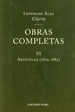 Portada del libro Obras completas de Clarín VI. Artículos 1879 1882